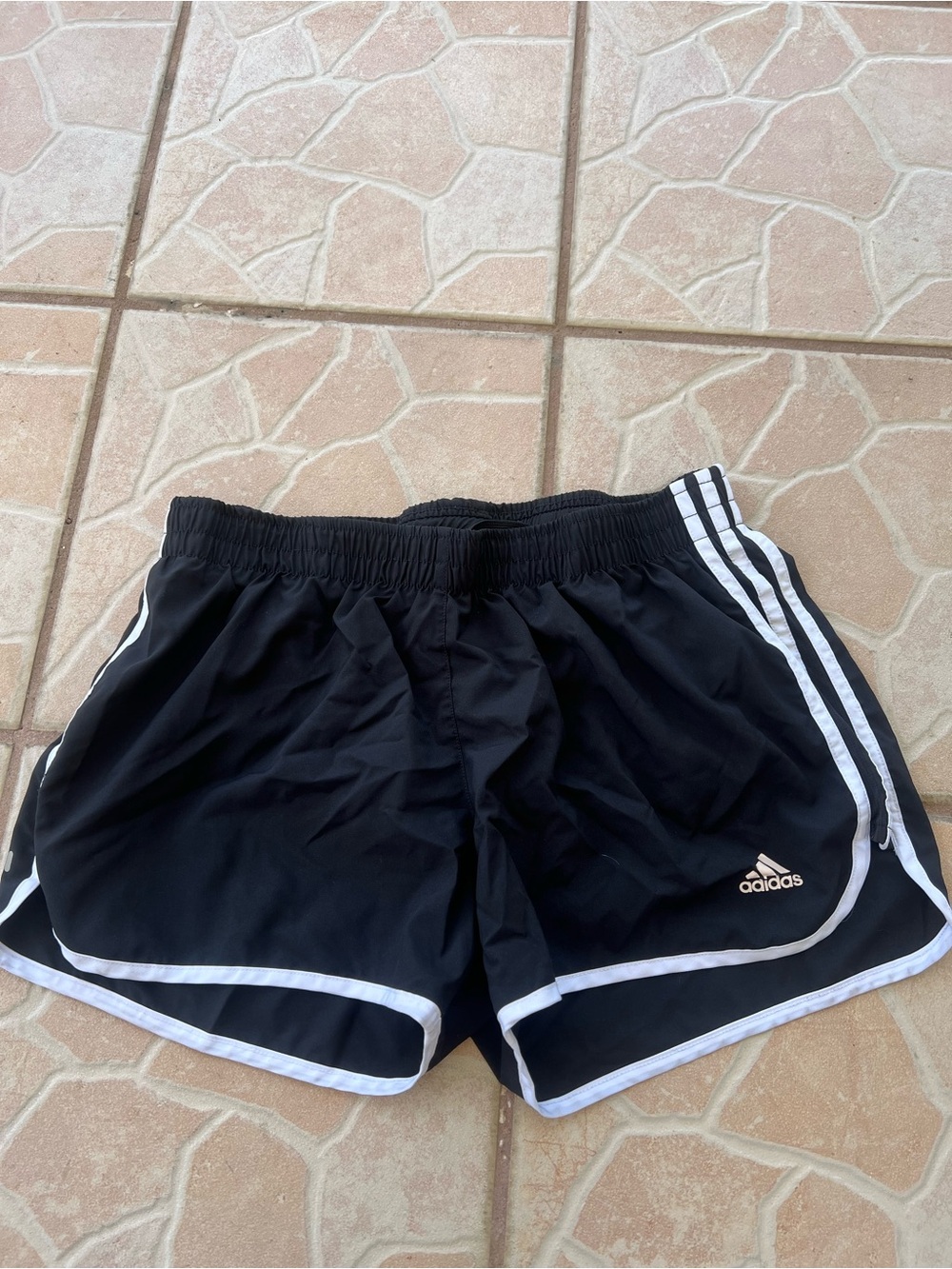adidas Black Athletic Shorts with White Stripes
